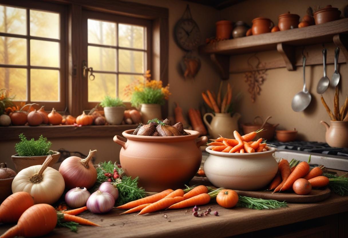 Älgstek i lergryta illustration